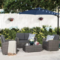 4-Piece Patio Furniture Set – Outdoor Conversation Set with Tempered Glass Coffee Table
