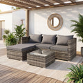 Garden Corner Sofa Set – PE Rattan Patio Lounge Furniture with Coffee Table