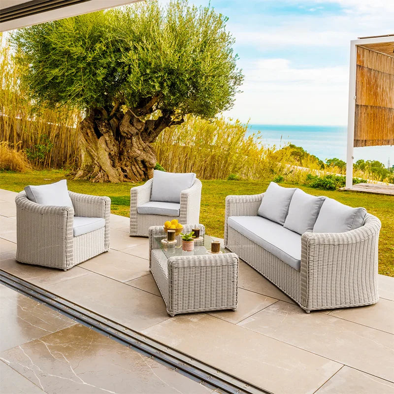 Outdoor rattan sofa combination, courtyard waterproof and sun protection villa, outdoor balcony, leisure furniture combination